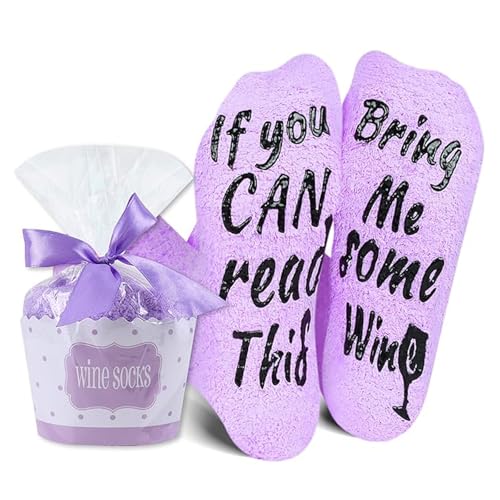Image of Benefeet Sox Women Wine Sock Fuzzy If You Can Read This Bring Me Wine Socks Funny Gifts Mom Novelty Fluffy Cozy Saying Sock