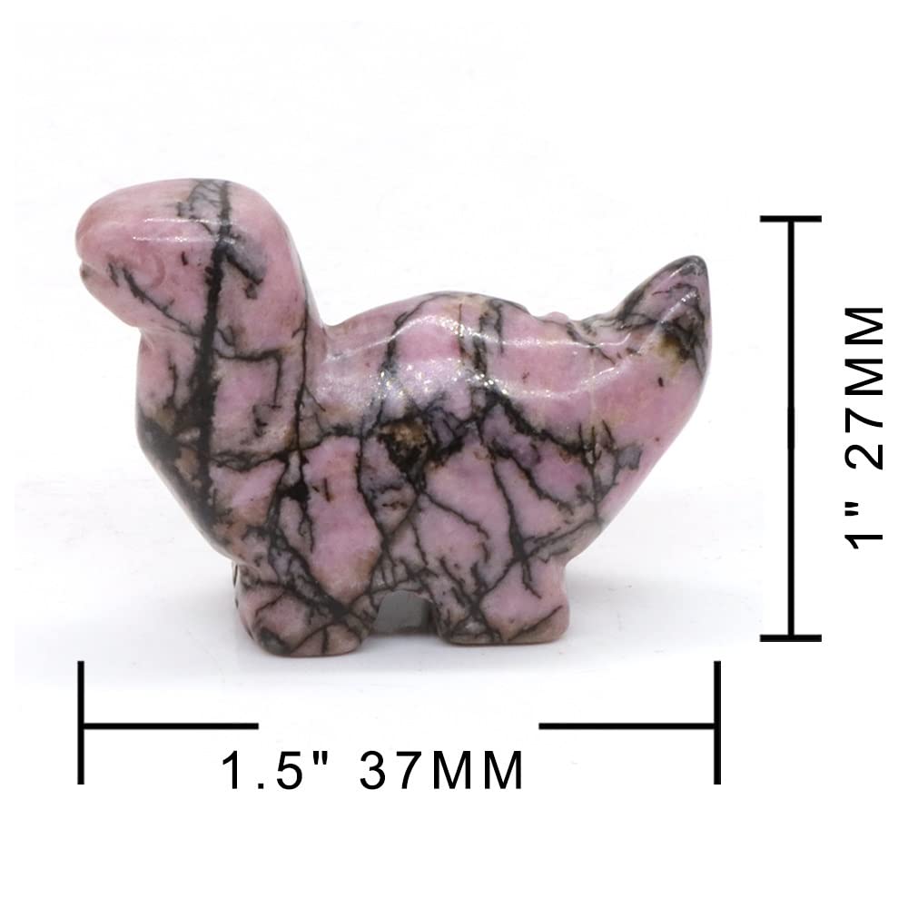 1.5 "figurka dinozaura naturalny kwarc różowy zielony awenturyn kryształy lecznicze kamień dekoracja domu kamień ozdoba (Color : Pink Black Rhodonite, Size : 10PC)