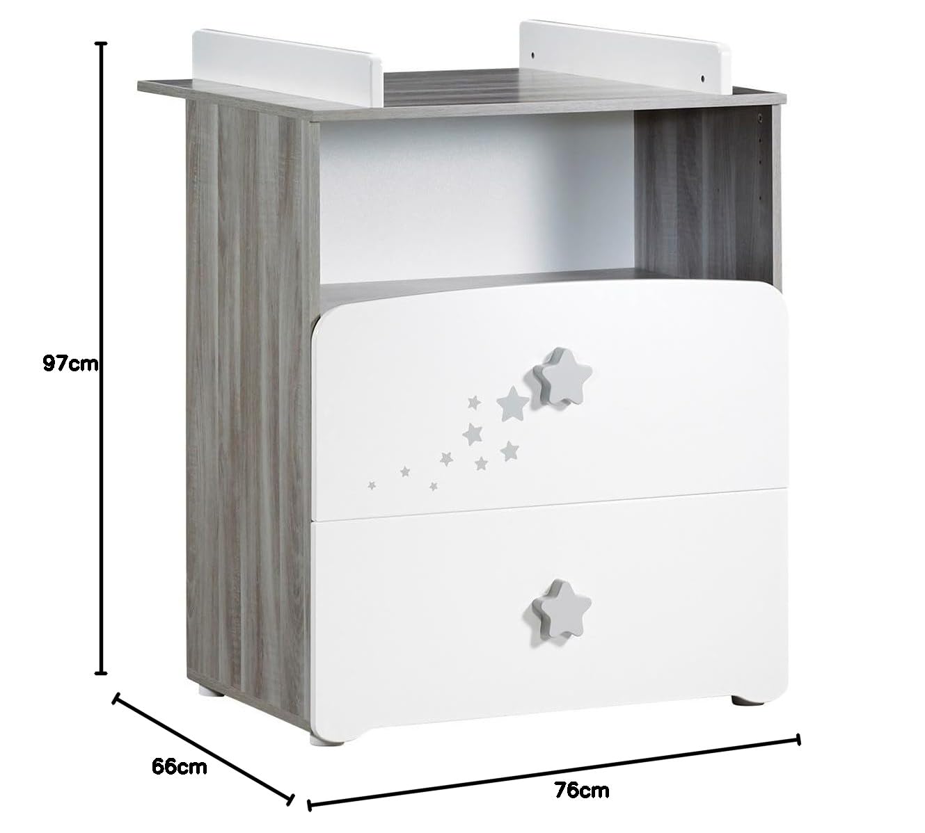 Baby Price New Nao - Cassettiera con fasciatoio e 2 cassetti + ampio spazio a giorno