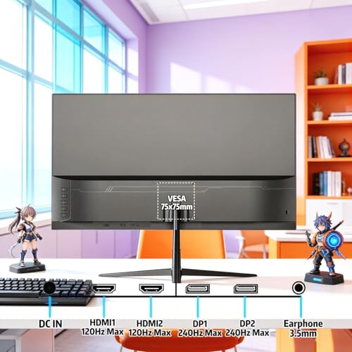 Image of 24.5 inch 240Hz Gaming Monitor, Curved FHD 1920 x 1080P, Support 120% sRGB, AMD FreeSync, 1MS MPRT,Low Motion Blur, Wall Mount Installs Compatible, for Office and Games(HDMI 2.0&DP 1.4)-Black