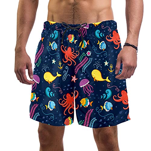 Short de bain pour homme avec doublure en maille Ocean Life multicolore XL