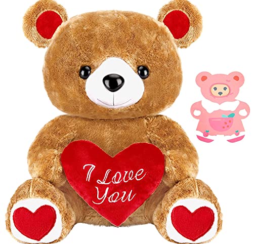 ARANEE Saint-Valentin Peluche Douce - Ours / Nounours avec CœUr 'I Love You' - 20 Cm Brun IdéE Cadeau Classique pour Petite Amie, Épouse, Partenaire o Mère