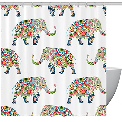 Rideau de douche éléphant 152x183 cm imperméable avec 12 crochets - 2