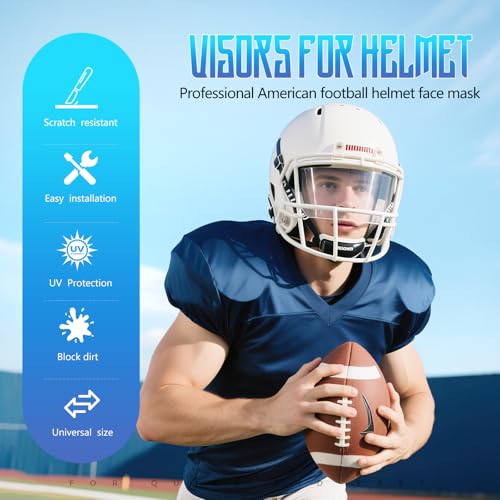 ROMRLD Clear Football Visor, Lightweight Polycarbonate Lens, Scratch-Resistant & Universal Fit for Adult/Youth Helmets (Riddell SpeedFlex, Schutt F7, Xenith, VICIS)