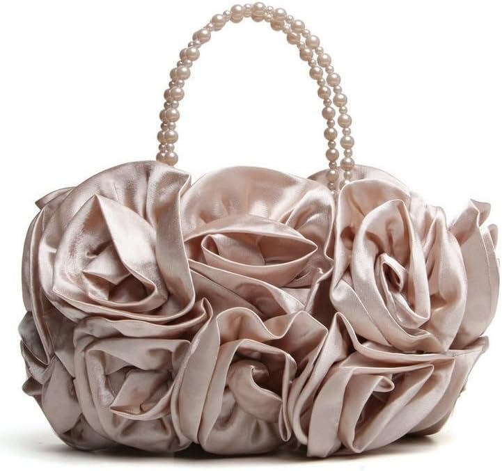 HUFFA Lady Rose Handbag Evening Bag Bride Wedding Bag Bridesmaid Shoulder Bag Handbag Diagonal Cross Body Banquet Bag Red (Color : Apricot)