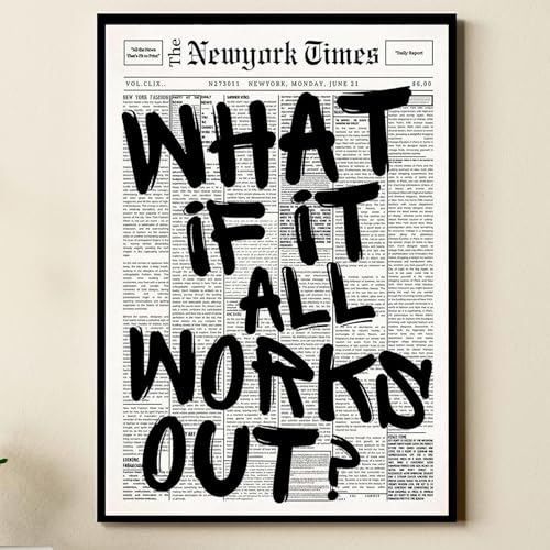 Image of Minimalist Motivational Quote Premium A4 Wall Frame | inchWhat If It All Works Out inch Emotionally Calming Aesthetic Home Decor | Inspirational Modern Wall Art Frame for Bedroom, Living Room, Office & Study