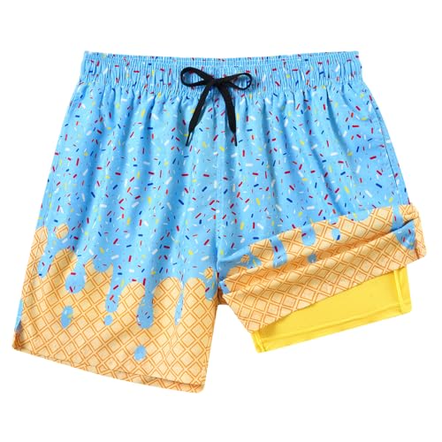 westwolf Men Swim Trunks 5.5 Inch Board Shorts 2 in 1 Swimwear with Compression Liner