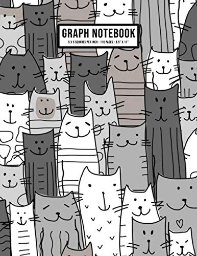 Cat Graph Notebook: Cat Large Graph Paper Notebook | 5x5 Grid | 110 ...