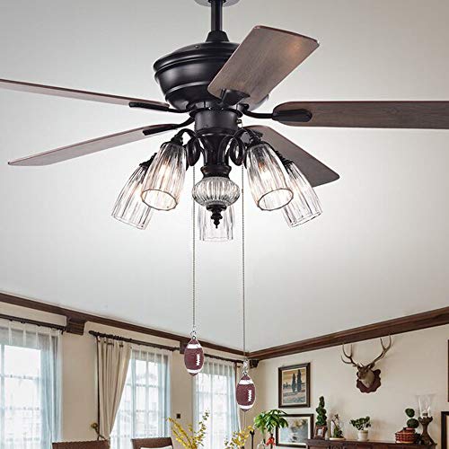 Image of Rugby Ceiling Fan Pull Chain Decorative Extension Light Pull Chain Set,Sport Theme Fan String Charm Decorative Extension,Fan Light Chains Ornaments,Rugby Pendant for Ceiling Fans Lights Lamp 2PCS
