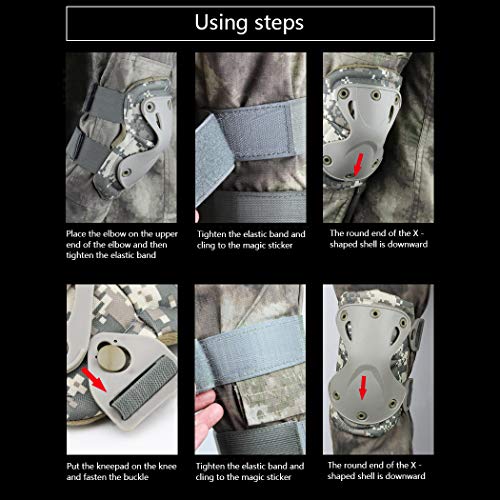 Image of Tactical Combat Knee & Elbow Protective Pads Set for Outdoor CS Paintball Game Cycling Safety Skateboarding Gear Skates Knee Protection Guard Pads