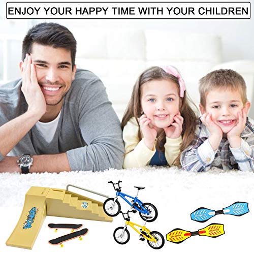 image for WYNN 17PCS Mini Finger Toys Set, Finger Skateboard Park Ramp Toys Fing