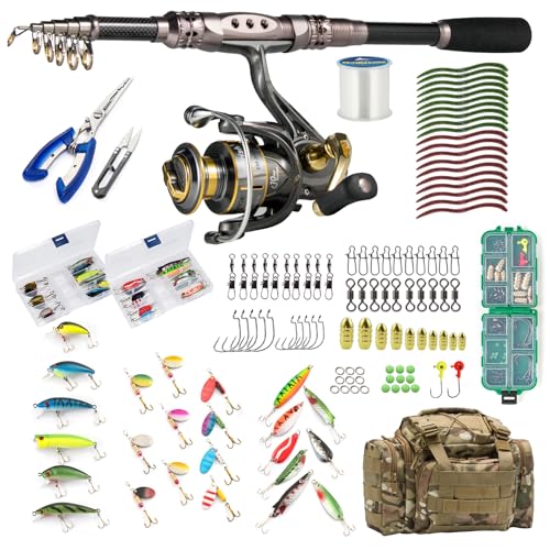 Dr.Fish Fishing Rod and Reel Combos 125-Pieces Telescopic Spinning Pole Reel Gear Equipment Set with Tackle Bag for Adult Collapsible Travel Complete Fishing Sets Men Starter Freshwater Saltwater 7FT