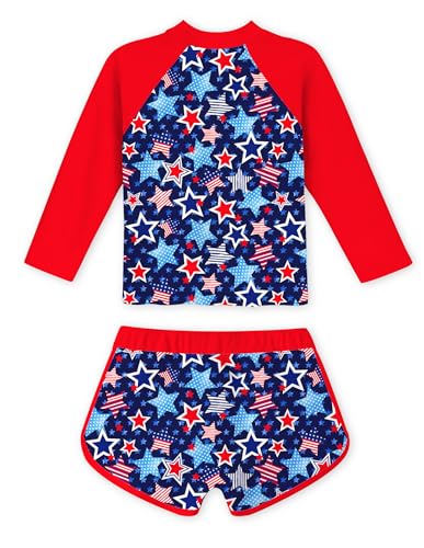 Image of Vogseek Girls Rash Guard Two Pieces Swimsuit Long Sleeve Bathing Suit for 3-10 Years