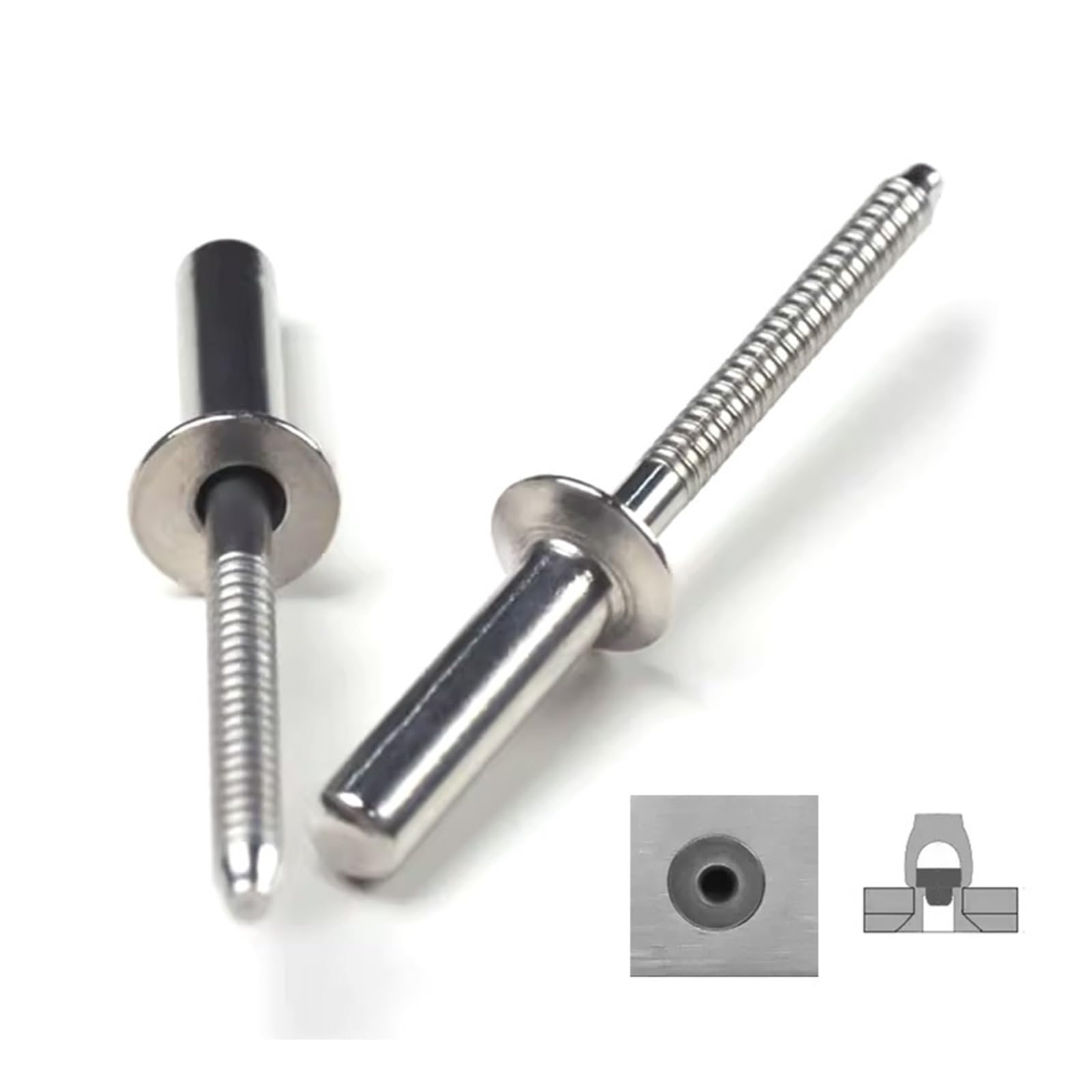 Remaches ciegos de aluminio, Remaches ciegos sellados de acero inoxidable, avellanados, varios tamaños, paquete 30/50 piezas(4.8x16 Mm,50Pcs)