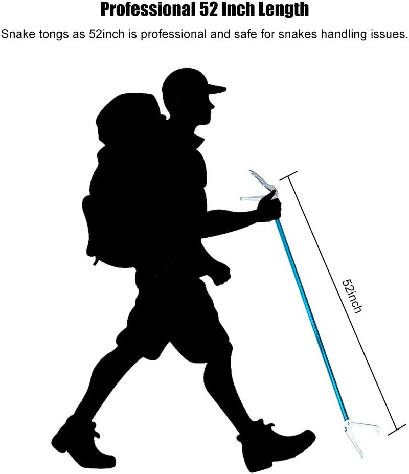 IC ICLOVER 52 Inch Aluminum Alloy Snake Tongs, Professional Standard All-in-One Reptile Grabber Rattle Snake Catcher Wide Jaw Handling Tool with Lock and Grip Handle