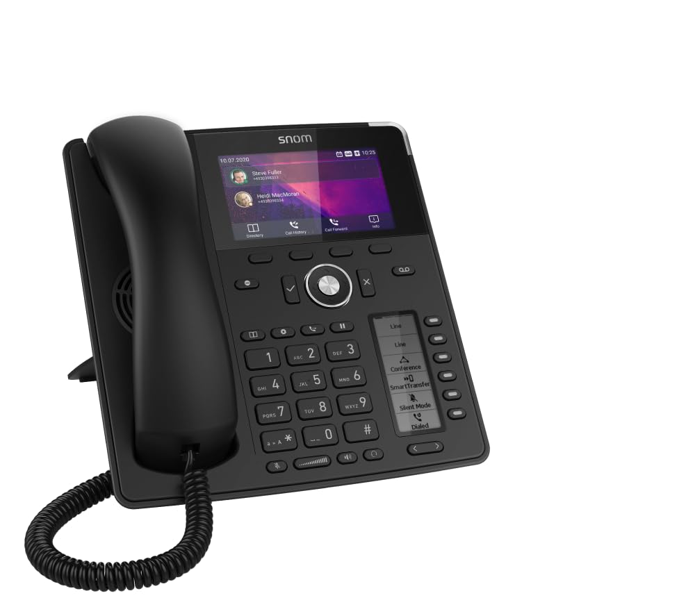 Snom D785N IP Telefon, SIP Tischtelefon, 4,3" TFT-Farbdisplay 480x272 Pixel, 12 SIP-Identitäten, 48 selbstbeschriftende Tasten (12 physisch), Sensorhakenschalter, USB, Gigabit PoE, Schwarz, 00004599