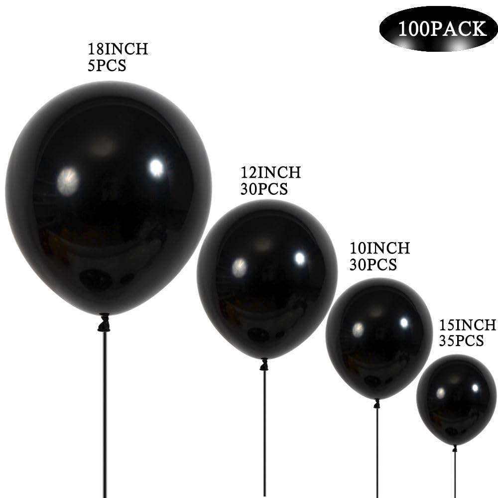 Ballons en latex numérotés noir et blanc avec doré de 23 cm - 6 unités