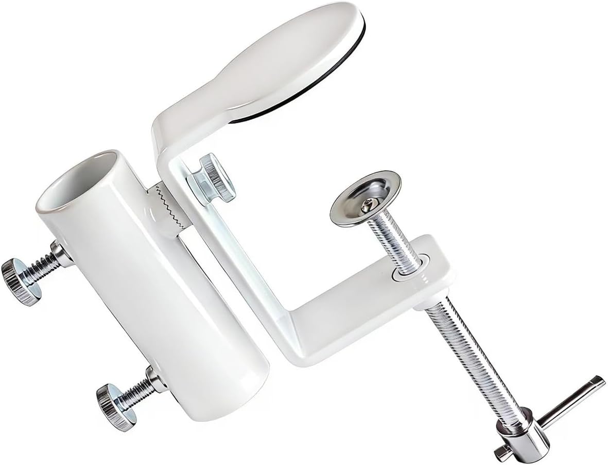 Heavy Duty Steel Umbrella Clamp - 360° Rotatable Balcony Umbrella Railing Umbrella Holder, Attaches to The Deck Railing, Chair, Benches, Tailgates, Boats and More, Black