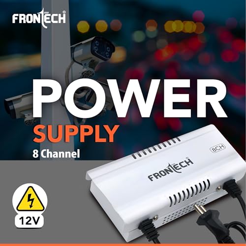 Image of Frontech 8 Channel CCTV Power Supply | 12V DC Output | Metal Body | Long Input Range AC 150~275V | Efficient Power Adapter for DVR, CCTV Camera & Security System (PS-0057)