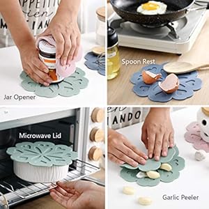 Set 4 silicone trivet mat table countertop hot pads non slip heat resistant modern kitchen pads for pots pans assort 4 colors  urban country home decor