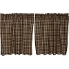 VHC Brands Black Check Cotton L36xW36 Scalloped Tier Set of 2 Black