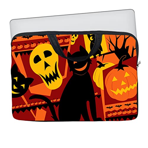 Image of TheSkinMantra Chain Laptop Sleeve Bag Compatible with Laptop /Macbooks /Chrombook /Notebook /Zbook (14.1 Inch (Handle), Black Cat)