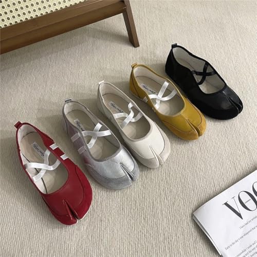 Women's Cute Tabi Ballet Flats Cross-Strap Mary Jane Split Toe Shoes Soft Comfy Wide Width Casual Office Dress Ballerina4