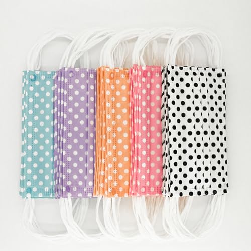 50 Pack Cute Disposable Face Mask, 3 Ply Breathable Stylish Printed Mask for Adults Women Full Face Protection (Multicolor)