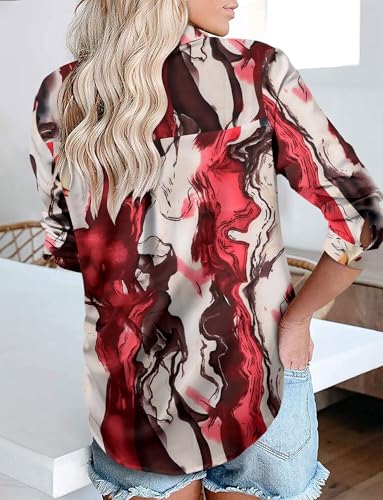 Image of Magritta Women's Shirts Fashion Casual Loose Fit Long Sleeve Button Down Lightweight Collared Blouse Tops