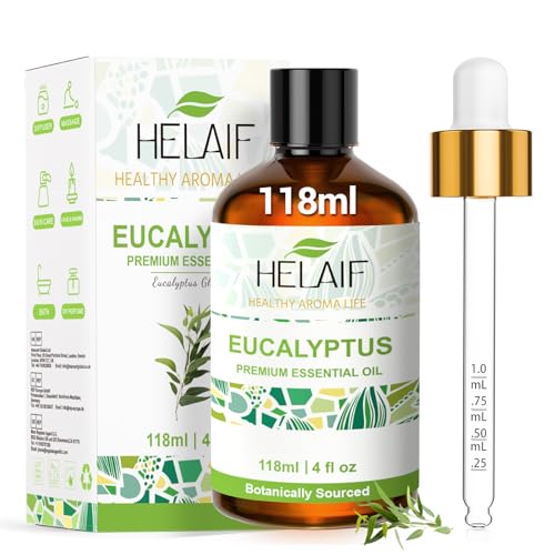 HELAIF Aceite Esencial de Eucalipto 118 ml (4OZ) Eucalipto Azul Natural Para Alivio Nasal Desodorante Natural Masajes Baño Bricolaje Cuidado Corporal Aromaterapia