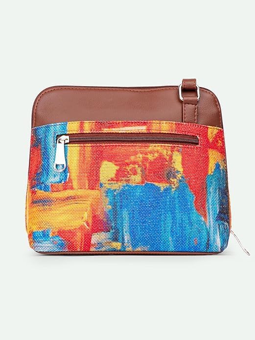 Women’s Printed Crossbody Sling Bag – Vegan Leather Handbag with Adjustable Strap, Stylish Small Purse for Travel, Daily Use & Casual Wear