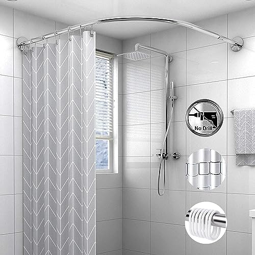 Barre de douche courbée en L extensible 70-95 x 105-165 cm en inox