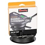 Scotty 2802K Low Drag Braid Downrigger Line, 68 kg Test, 122 m Spule, W/Kit, Schwarz