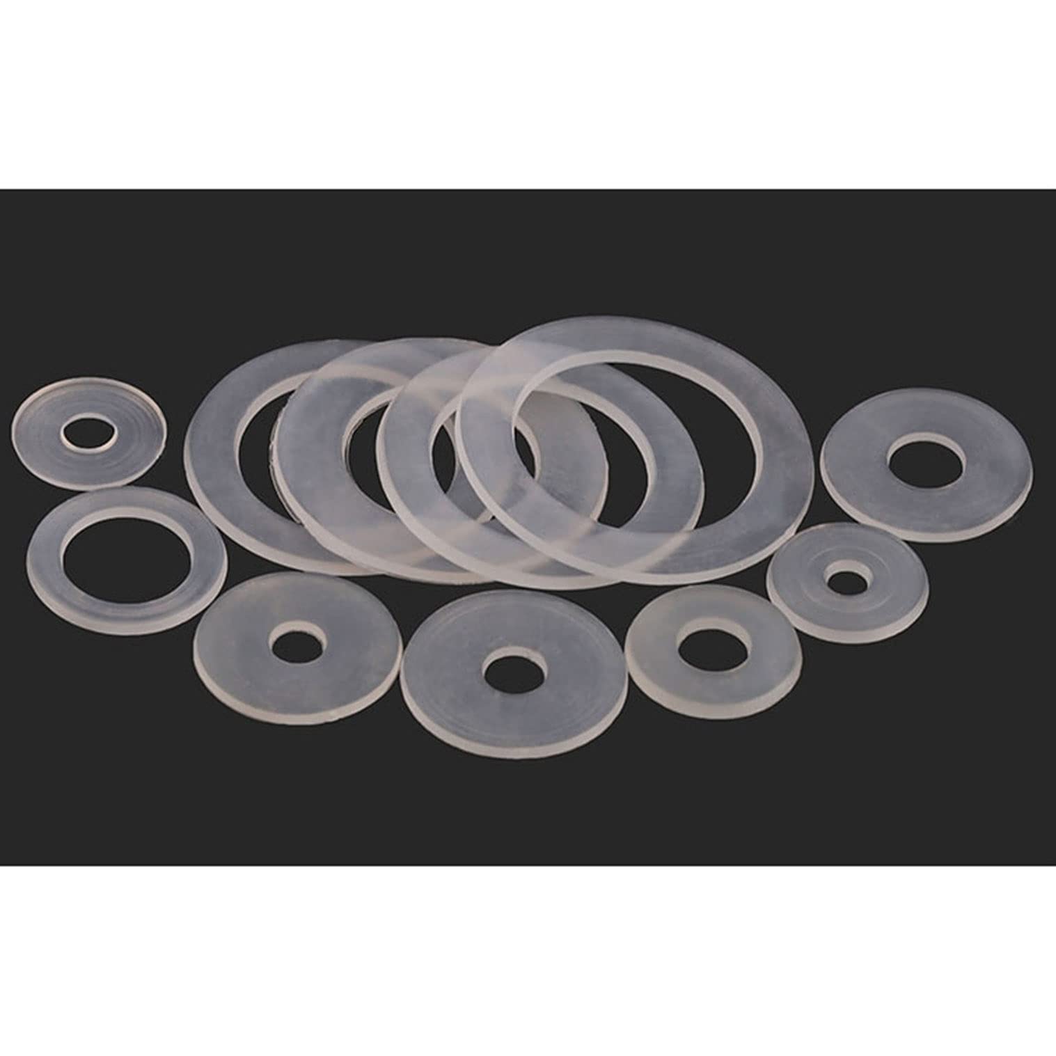 Nitrilkautschuk-O-Ringe, Weißer schwarzer Kunststoff-Nylon-Flachscheiben-Abstandshalter-Isolierungsdichtungsring, 100 Stück(M5x10x1mm White)
