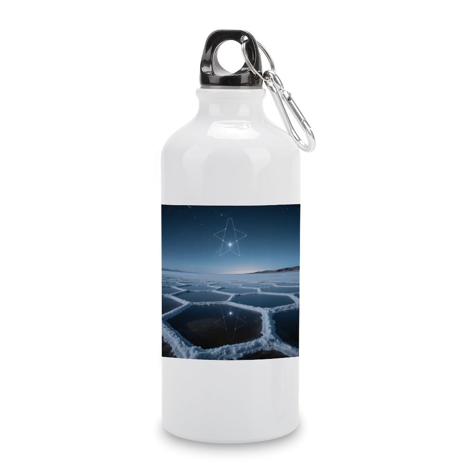 Fekiloot Style Hexagonal Salt Pools And Constellations Aluminum Water Bottle Travel Tumbler Reusable Lightweight Outdoor Sports Water Bottles For Gym Sports Camping Hiking Fishing600ml
