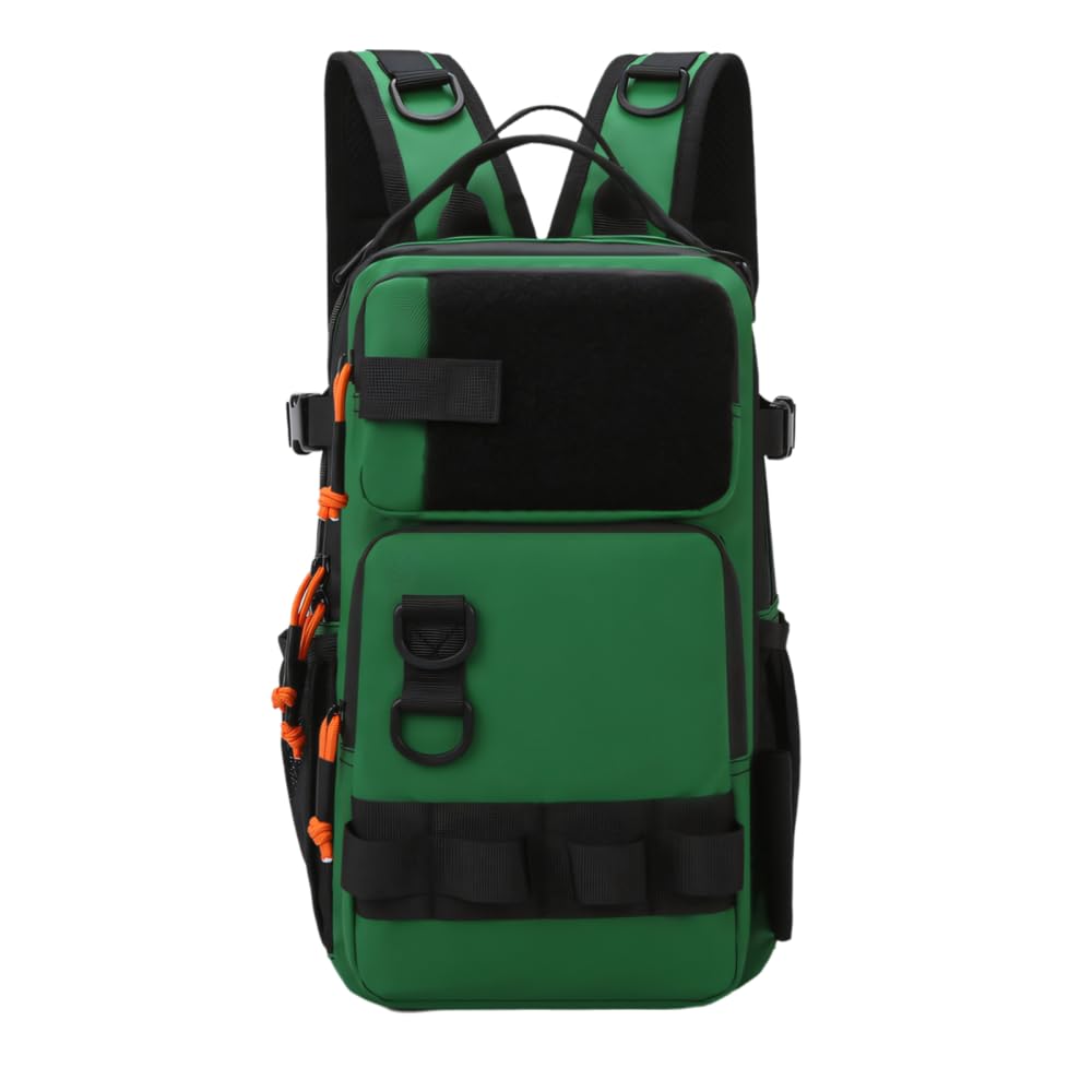 MiOYOOW Sac à Dos de Pêche imperméable, Sacoche pour Poisson avec Support de Canne à Pêche, Sac de Pêche Portable en Bandoulière pour la Randonnée, Le Camping et Les Excursions