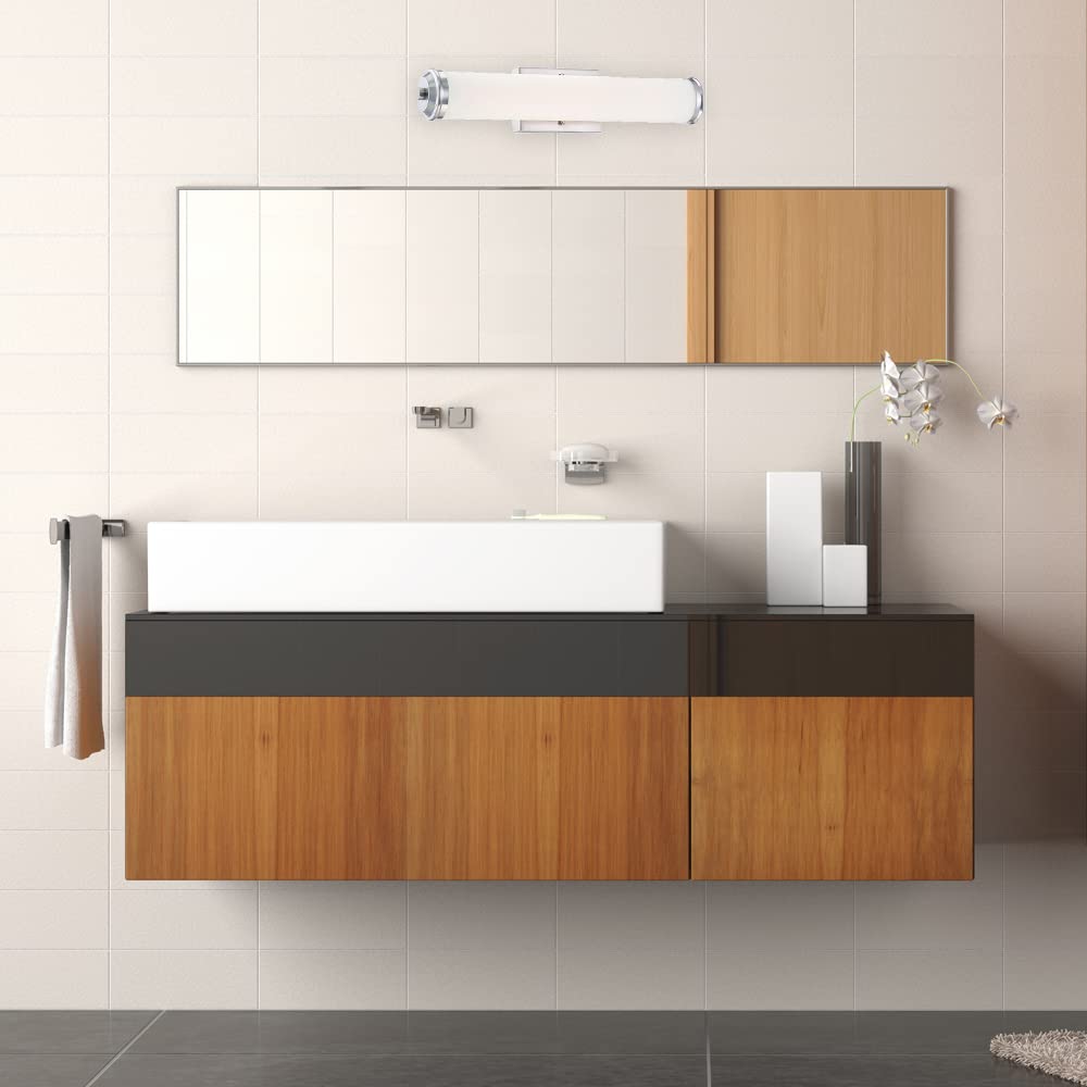 Designers Fountain LED68303-SP 24in Geneva LED Bathroom Vanity Light Fixture, Satin Platinum