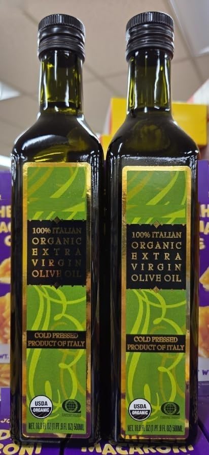 Trader Joe 100% Italian Organic Cold Pressed Extra Virgin Olive Oil 16.9fl oz 500ml (2 Bottles)