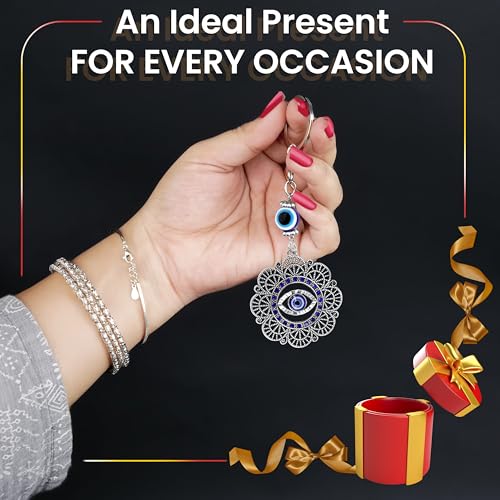 Image of Storite Evil Eye Mandala Keychain, Blue and Silver