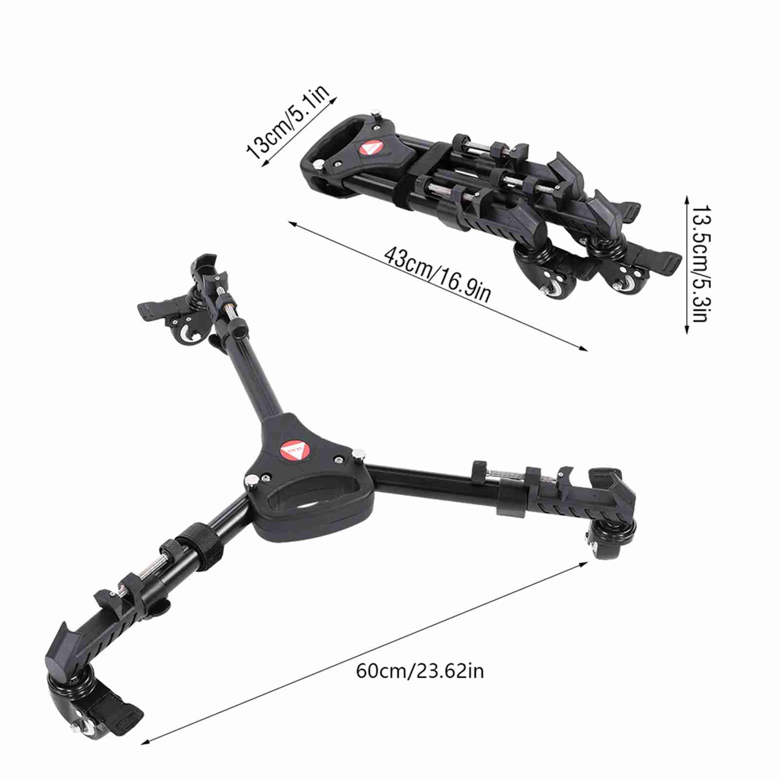 VX-600 Photographie Trépied Dolly, 3 Pliable Trépied Dolly Wheels Supports de Jambe Réglables Supports Compatibles pour Appareils Photo Caméscope et Équipement D'éclairage