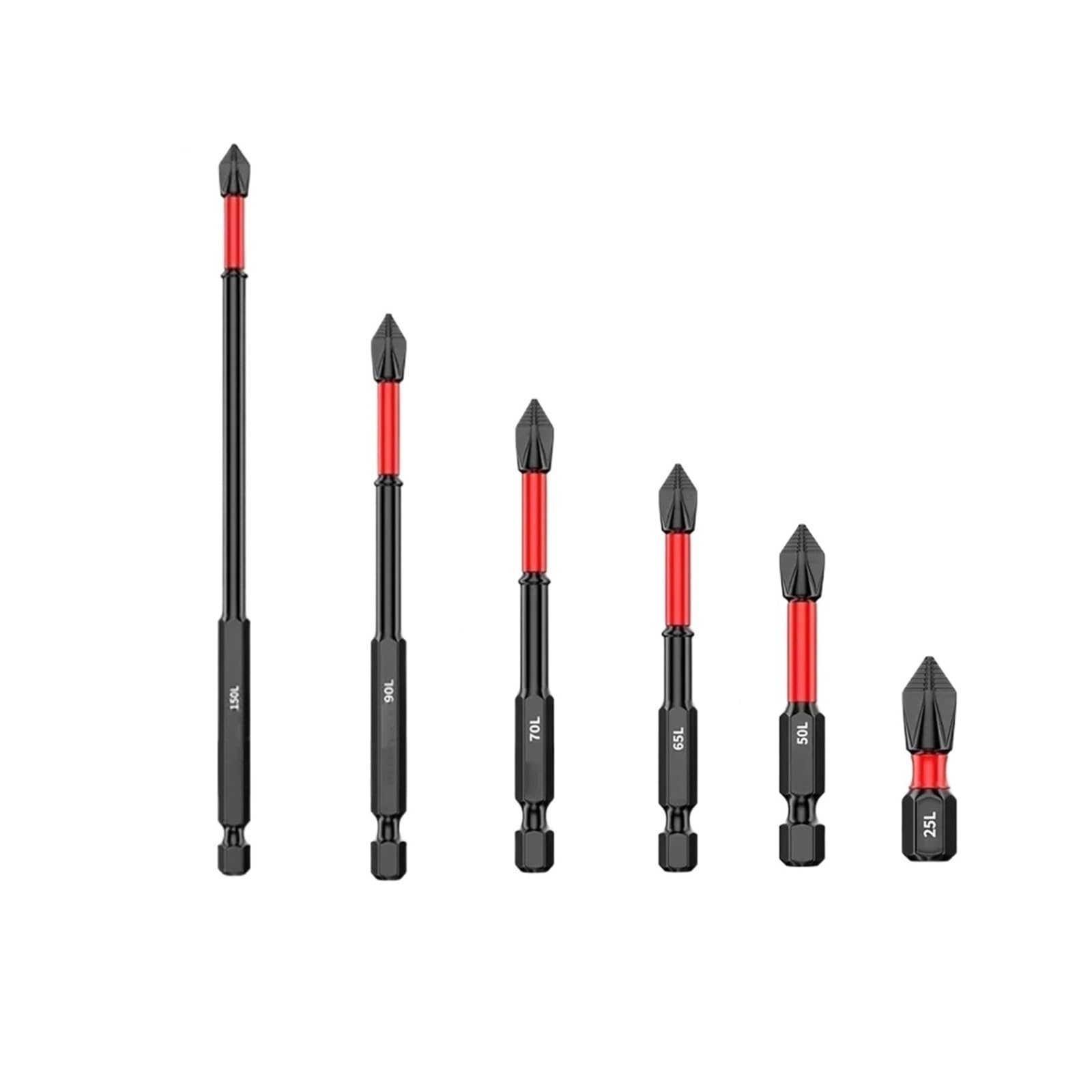 UAYPLMBI 1/6pc 25-150mm Non-Slip Cross Screwdriver PH2 Batch Head High Hardness Impact Bits Hand Tool