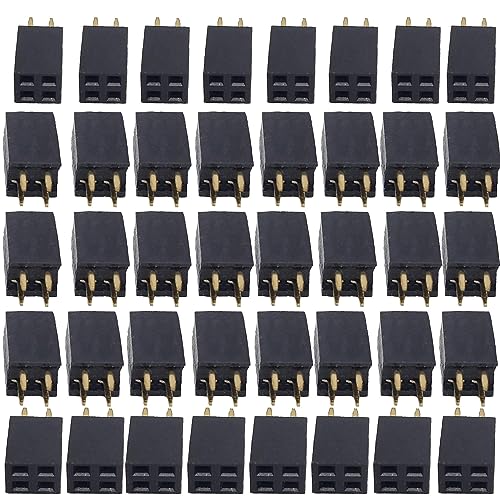 2.54mm Female Pin Headers2x2PinDouble Rows Row Female PCB Header Connector Female DIP Straight Pin Header Socket 35PCS