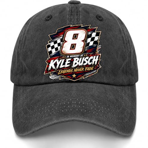 Kyle Buschs #8 Rowdy Memorial Hat Vintage Distressed Racing Baseball Cap for Motorsport Fans