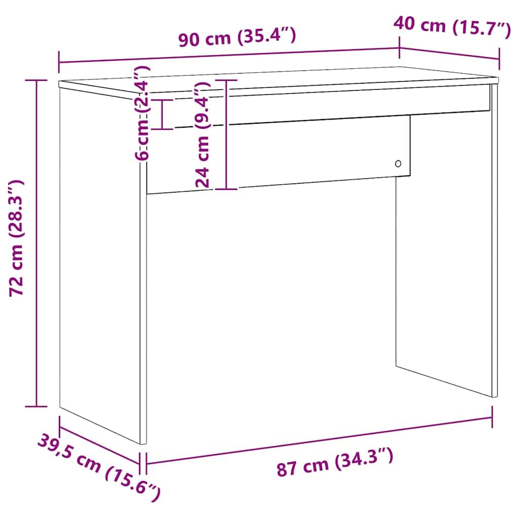 Hothingwell Schreibtisch, 90 x 40 x 72 cm, Holz | Glatte Oberfläche, feuchtigkeitsbeständig, für kleines Büro oder Schlafsaal, einfache Reinigung mit einem feuchten Tuch