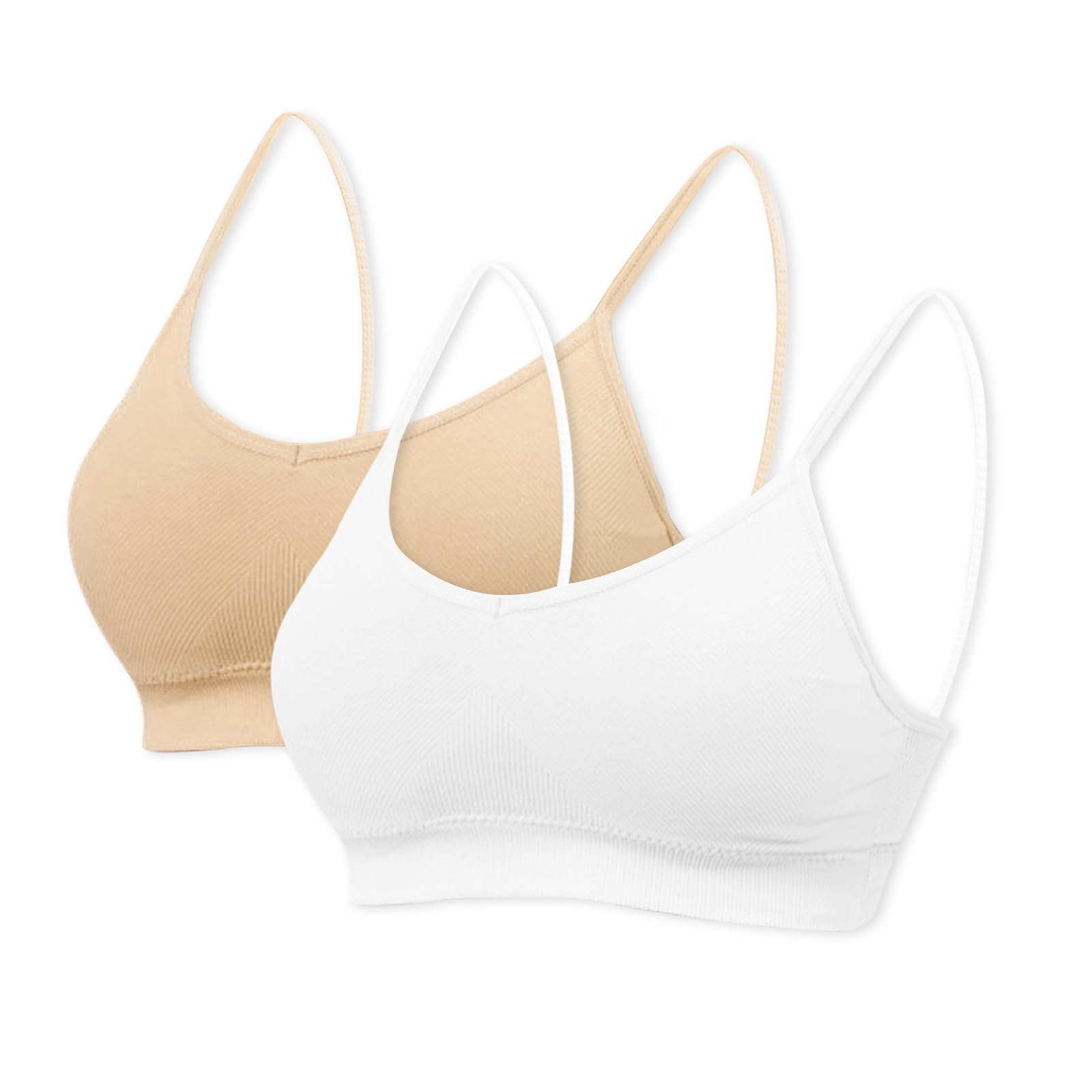 2 Stck BH Damen Ohne Bügel, Nahtloser Bustier Sport Schlaf Yoga BH mit Einzelnem Träger Herausnehmbare Polster