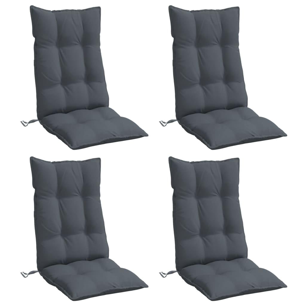 vidaXL Lot de 4 Coussins de Chaise à Dossier Haut, Galette de Siège Imperméable, Coussin d'Extérieur Anti-Glissement Jardin Terrasse, Anthracite