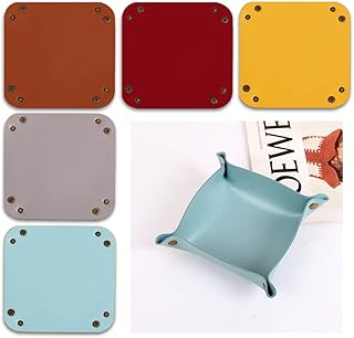 5pcs Leather Valet Tray, Nightstand Tray, Jewelry Trays, Leather Catchall, Watch Coin Change Key Valet Tray, Leather Valet Tray for Men