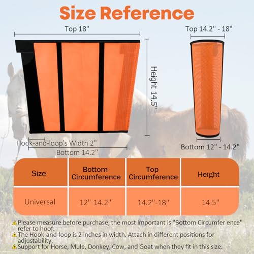 Image of Premium Ventilated Horse Fly Boots & Fly Leggings Set of 4 - Loose-Fitting Fine Mesh with Stay-On Fasteners,Support Strips & Anti-Stomp Design - Breathable,Non-Slip,Sun Protection,Orange