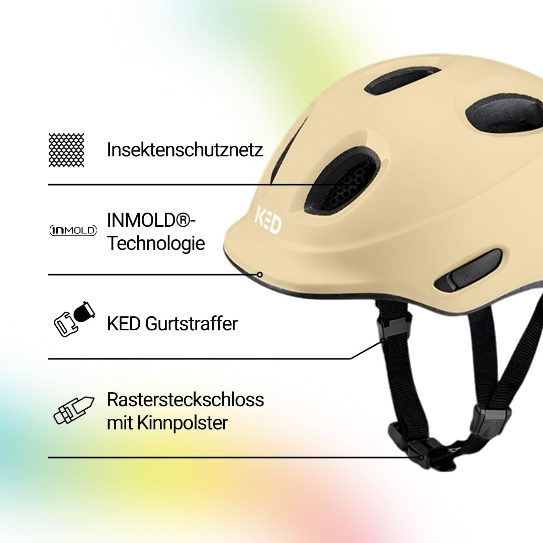 KED Meggy Spark - Casco de bicicleta infantil Inmold, sistema de ajuste de 360°, reflectores, red de protección contra insectos, ligero, ajustable, fabricado en Alemania