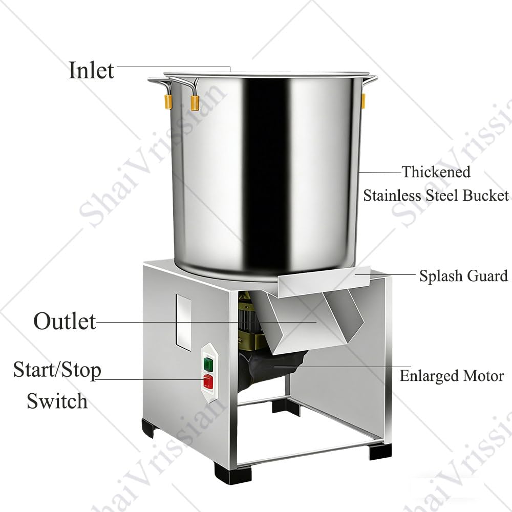 Tagliaverdure Elettrico Professionale,Robot da Cucina in Acciaio Inox,3500 Giri/Min,75-150 kg/H,per Verdure Cipolle Aglio,Adatto per Pollame E Animali